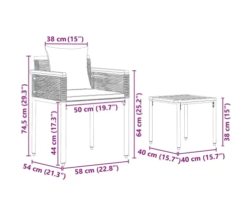 Āra Mēbeļu Komplekts 3 Pcs Pelēks Un Tumši Pelēks Pe Ratan Vidaxl