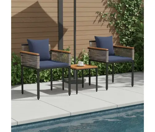 Āra Mēbeļu Komplekts 3 Pcs Pelēka Un Tumši Zila Pe Ratan Vidaxl