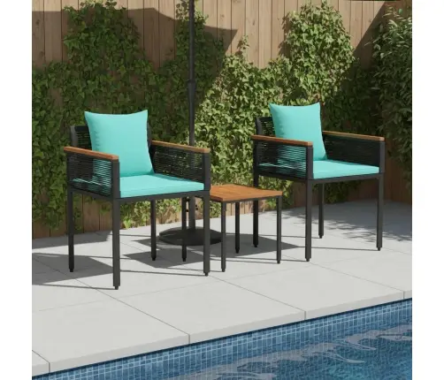 Lauko Baldų Komplektas 3 Pcs Juoda Ir Turkio Pe Ratanas