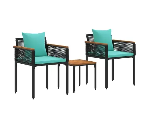 Lauko Baldų Komplektas 3 Pcs Juoda Ir Turkio Pe Ratanas