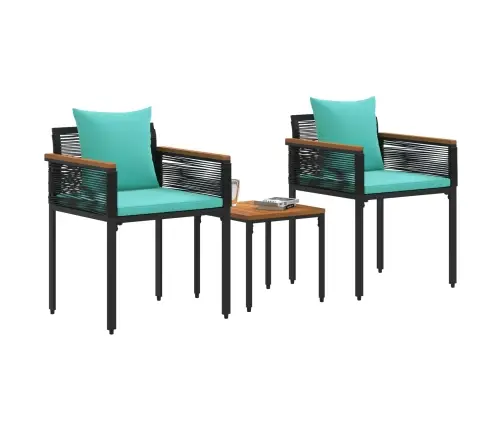 Lauko Baldų Komplektas 3 Pcs Juoda Ir Turkio Pe Ratanas