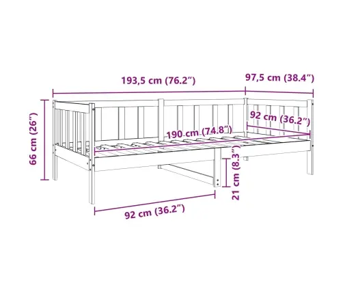 Gultas Rāmis Vaks Brūns 90 X 190 Cm Ciets Priedes Koks Vidaxl