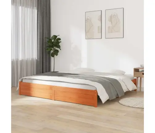 Voodi Raam Vahapruun 160 X 200 Cm Kindel Männipuidust