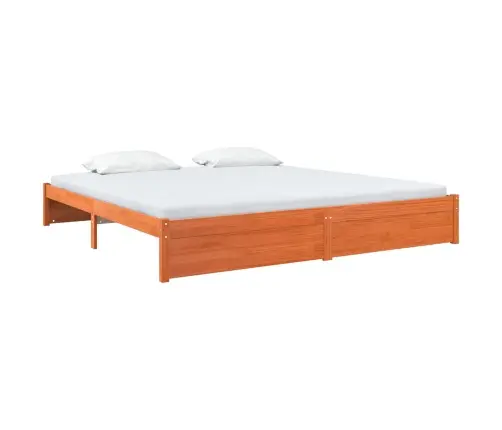 Gultas Rāmis Vaks Brūns 200 X 200 Cm Cieta Priede Vidaxl