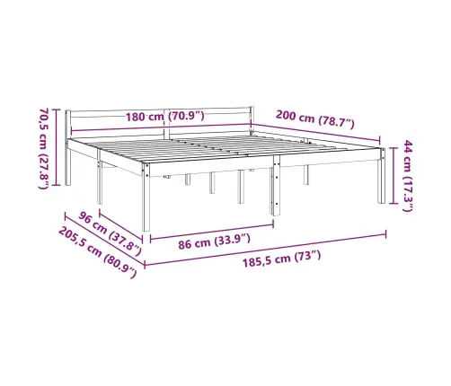 Gultas Rāmis Vaks Brūns 180 X 200 Cm Ciets Priedes Koks Vidaxl