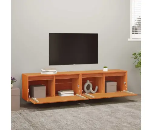 Sienas Skapis Ar Plauktu 2 Pcs Vaks Brūns 80 X 30 X 35 Cm Vidaxl