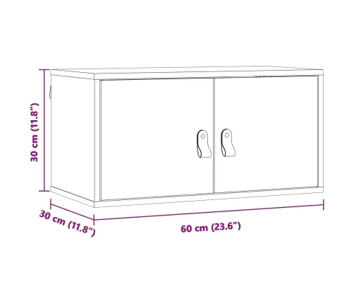 Sienas Skapis Vaks Brūns 60 X 30 X 30 Cm Ciets Priedes Koks Vidaxl