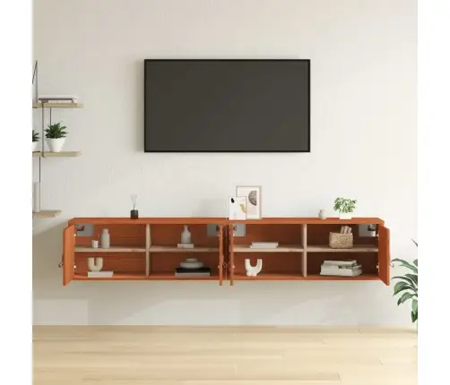 Sienas Skapis Ar Plauktu 2 Pcs Vaks Brūns 80 X 30 X 30 Cm Vidaxl