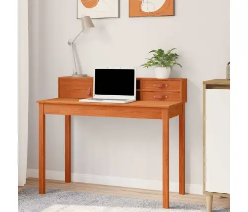 Galds Ar Plauktu Vaks Brūns 110 X 50 X 93 Cm Ciets Priedes Koks Vidaxl