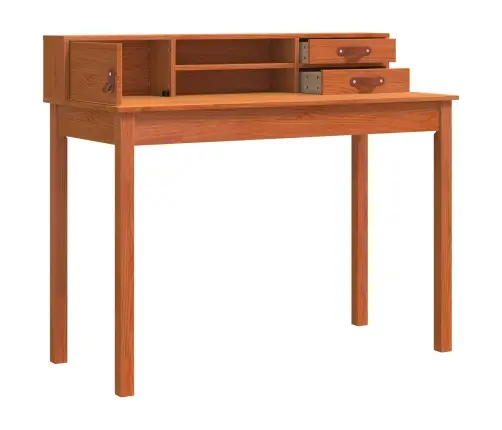 Galds Ar Plauktu Vaks Brūns 110 X 50 X 93 Cm Ciets Priedes Koks Vidaxl