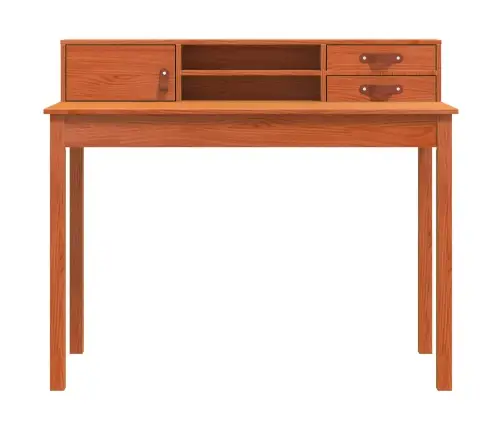 Galds Ar Plauktu Vaks Brūns 110 X 50 X 93 Cm Ciets Priedes Koks Vidaxl