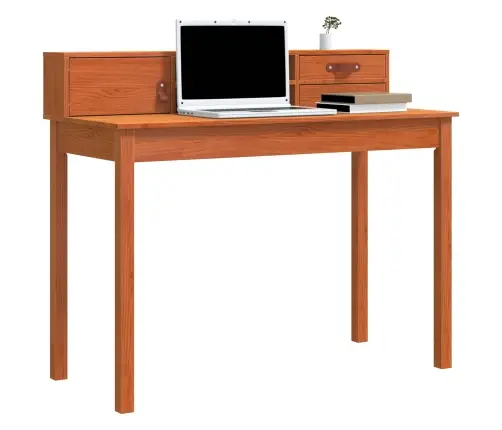 Galds Ar Plauktu Vaks Brūns 110 X 50 X 93 Cm Ciets Priedes Koks Vidaxl