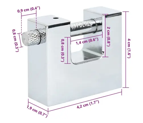 Tabalukk Hõbedane 4,2 X 1,9 X 4 Cm Teras