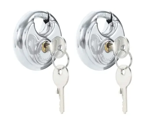 Discus Lock Ar Atslēgām 2 Pcs Sudraba 7 X 2.4 X 7 Cm Vidaxl
