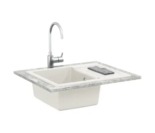 Izlietne Balts 620 X 500 Mm 80% Kvarts Un 20% Sveķi Vidaxl
