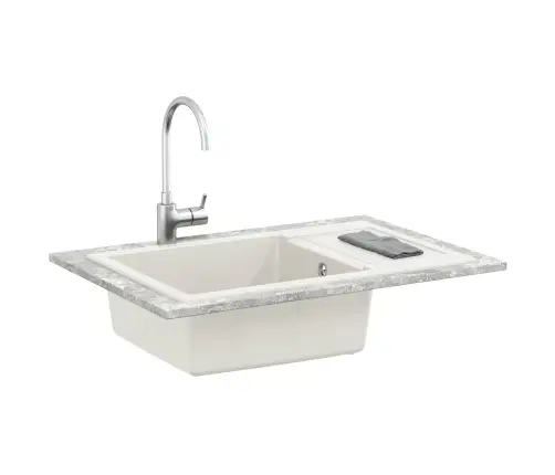 Izlietne Balts 780 X 500 Mm 80% Kvarts Un 20% Sveķi Vidaxl