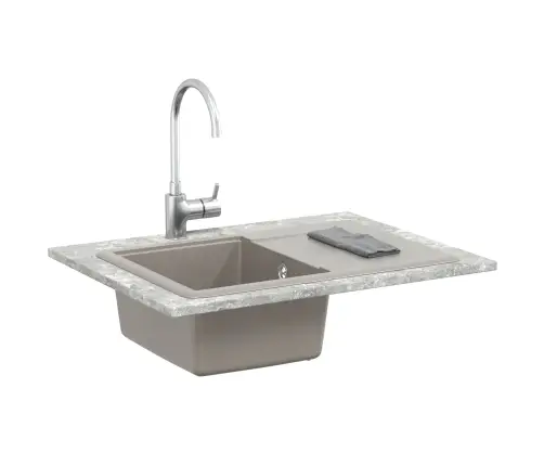 Izlietne Pelēka 670 X 460 Mm 80% Kvarts Un 20% Sveķi Vidaxl