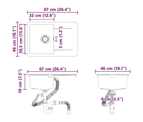 Izlietne Bēša 670 X 460 Mm 80% Kvarts Un 20% Sveķi Vidaxl