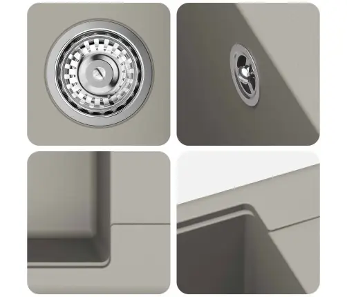 Izlietne Pelēka 560 X 460 Mm 80% Kvarts Un 20% Sveķi Vidaxl