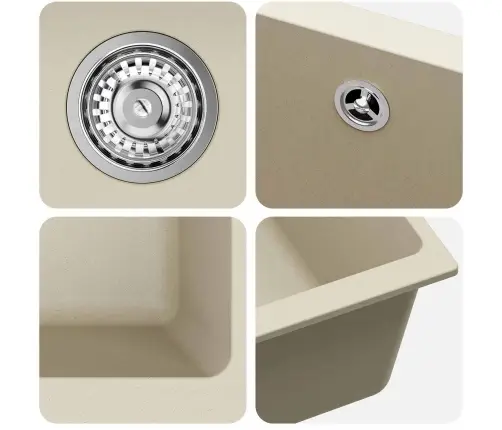 Izlietne Bēša 370 X 460 Mm 80% Kvarts Un 20% Sveķi Vidaxl