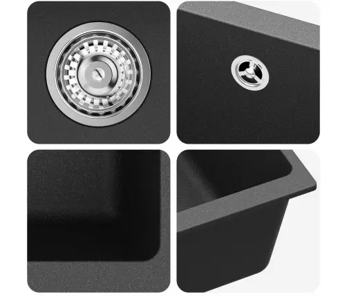 Izlietne Melna 430 X 460 Mm 80% Kvarts Un 20% Sveķi Vidaxl