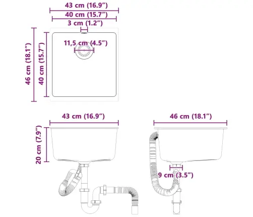 Izlietne Bēša 430 X 460 Mm 80% Kvarts Un 20% Sveķi Vidaxl