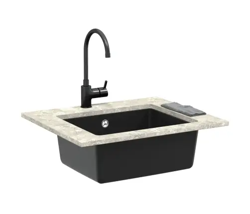 Izlietne Melna 530 X 460 Mm 80% Kvarts Un 20% Sveķi Vidaxl