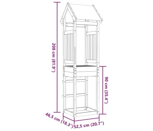 Spēļu Tornis Brūna 52.5 X 46.5 X 208 Cm Cieta Douglas Koksne Vidaxl