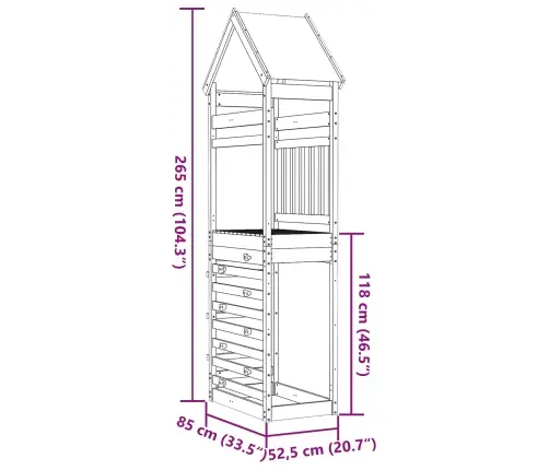 Mängutorni Pruun 52,5 X 85 X 265 Cm Tugev Douglas'i Puit