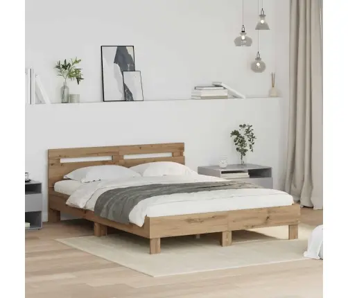 Voodi Raam Peaga Käsitööpuu 140 X 200 Cm Tehispuit