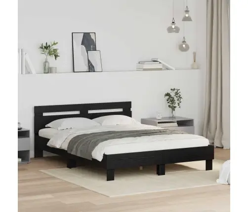 Gultas Rāmis Melns Ozolkoks 140 X 200 Cm Inženierijas Koks Vidaxl