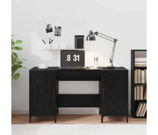 Galds Melns Ozolkoks 140 X 50 X 75 Cm Inženierijas Koks Vidaxl