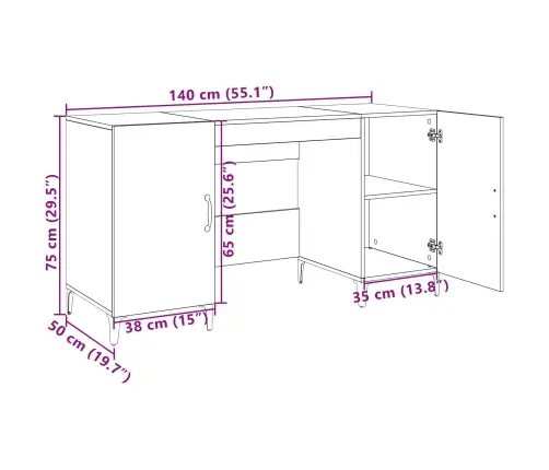 Galds Melns Ozolkoks 140 X 50 X 75 Cm Inženierijas Koks Vidaxl