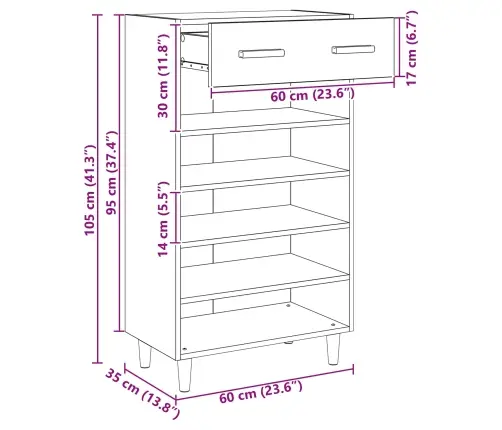 Apavu Skapis Vecs Koks 60 X 35 X 105 Cm Inženierijas Koks Vidaxl