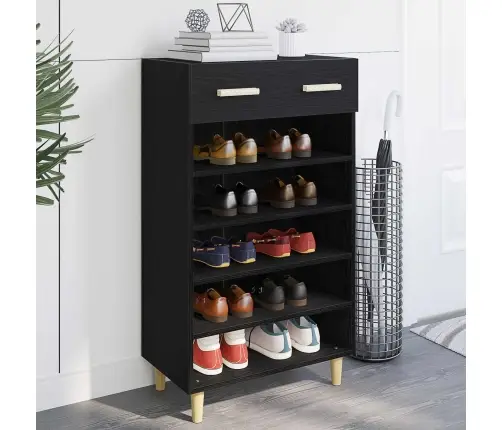 Apavu Skapis Melns Ozolkoks 60 X 35 X 105 Cm Inženierijas Koks Vidaxl