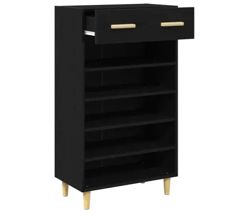 Apavu Skapis Melns Ozolkoks 60 X 35 X 105 Cm Inženierijas Koks Vidaxl