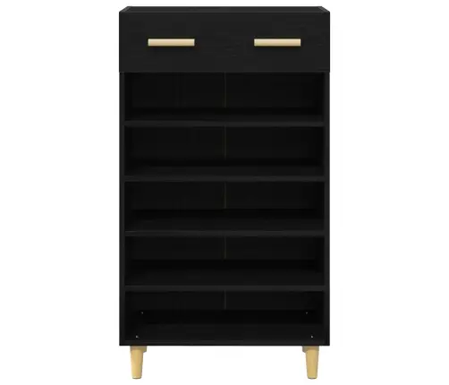 Apavu Skapis Melns Ozolkoks 60 X 35 X 105 Cm Inženierijas Koks Vidaxl