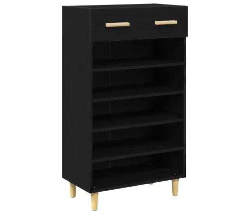 Apavu Skapis Melns Ozolkoks 60 X 35 X 105 Cm Inženierijas Koks Vidaxl