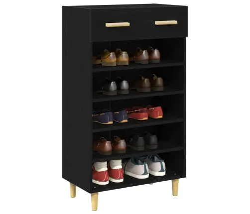 Apavu Skapis Melns Ozolkoks 60 X 35 X 105 Cm Inženierijas Koks Vidaxl