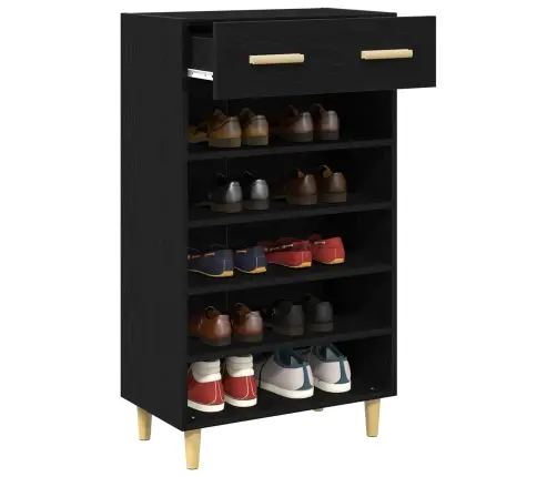 Apavu Skapis Melns Ozolkoks 60 X 35 X 105 Cm Inženierijas Koks Vidaxl