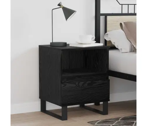 Gultas Skapis Melns Ozolkoks 40 X 35 X 50 Cm Inženierijas Koks Vidaxl