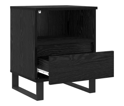 Gultas Skapis Melns Ozolkoks 40 X 35 X 50 Cm Inženierijas Koks Vidaxl