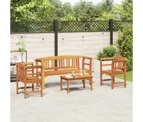 Mēbeļu Komplekts Ar Spilvenu 4 Pcs Dabiska Cietā Akācijas Koks Vidaxl