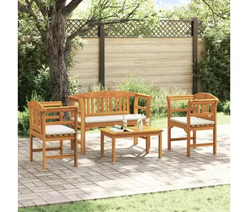 Mēbeļu Komplekts Ar Spilvenu 3 Pcs Dabiska Cietā Akācijas Koks Vidaxl