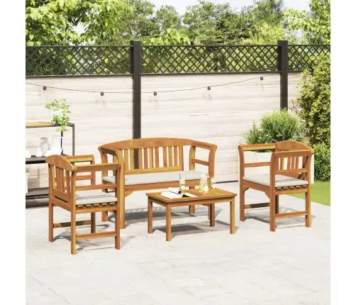 Mēbeļu Komplekts Ar Spilvenu 3 Pcs Dabiska Cietā Akācijas Koks Vidaxl