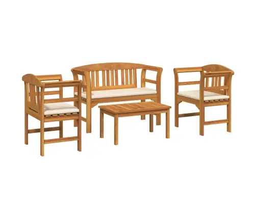 Mēbeļu Komplekts Ar Spilvenu 3 Pcs Dabiska Cietā Akācijas Koks Vidaxl