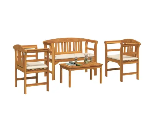 Mēbeļu Komplekts Ar Spilvenu 3 Pcs Dabiska Cietā Akācijas Koks Vidaxl