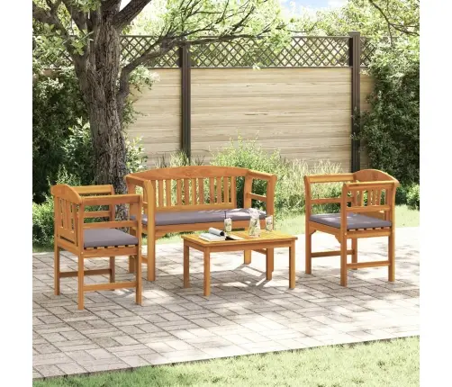 Mēbeļu Komplekts Ar Spilvenu 3 Pcs Dabiska Cietā Akācijas Koks Vidaxl