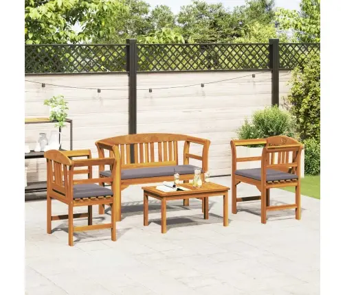 Mēbeļu Komplekts Ar Spilvenu 3 Pcs Dabiska Cietā Akācijas Koks Vidaxl