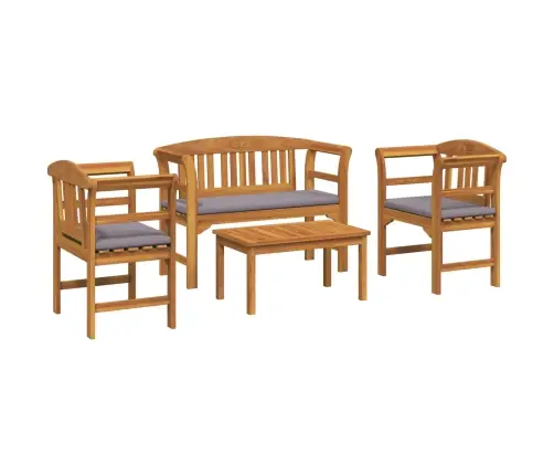 Mēbeļu Komplekts Ar Spilvenu 3 Pcs Dabiska Cietā Akācijas Koks Vidaxl